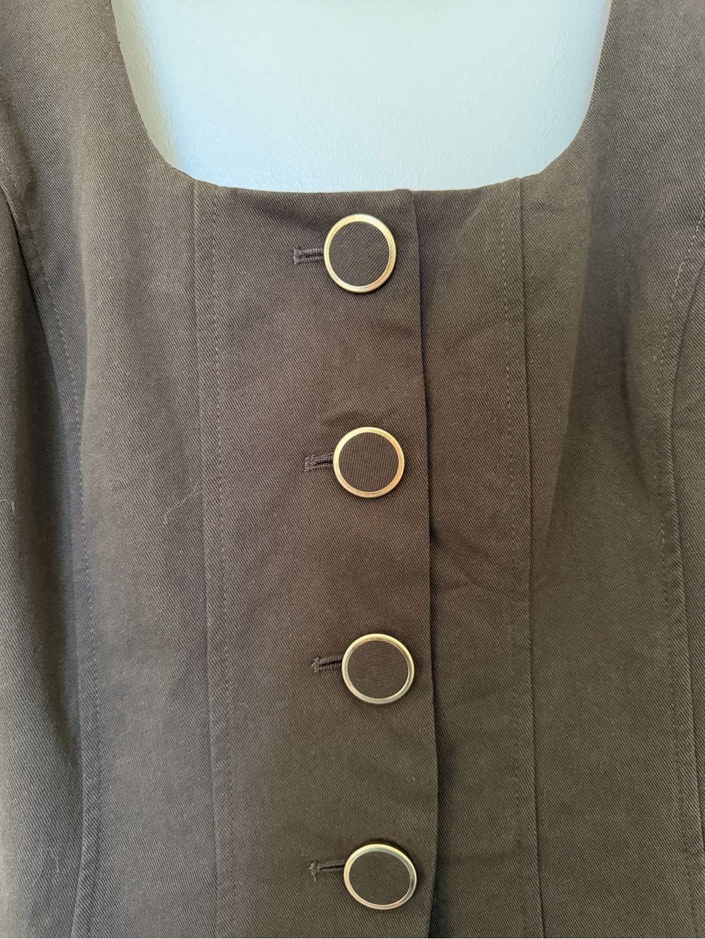 Moon River Brown and Cream Buttoned Dress - Picture 4 of 11